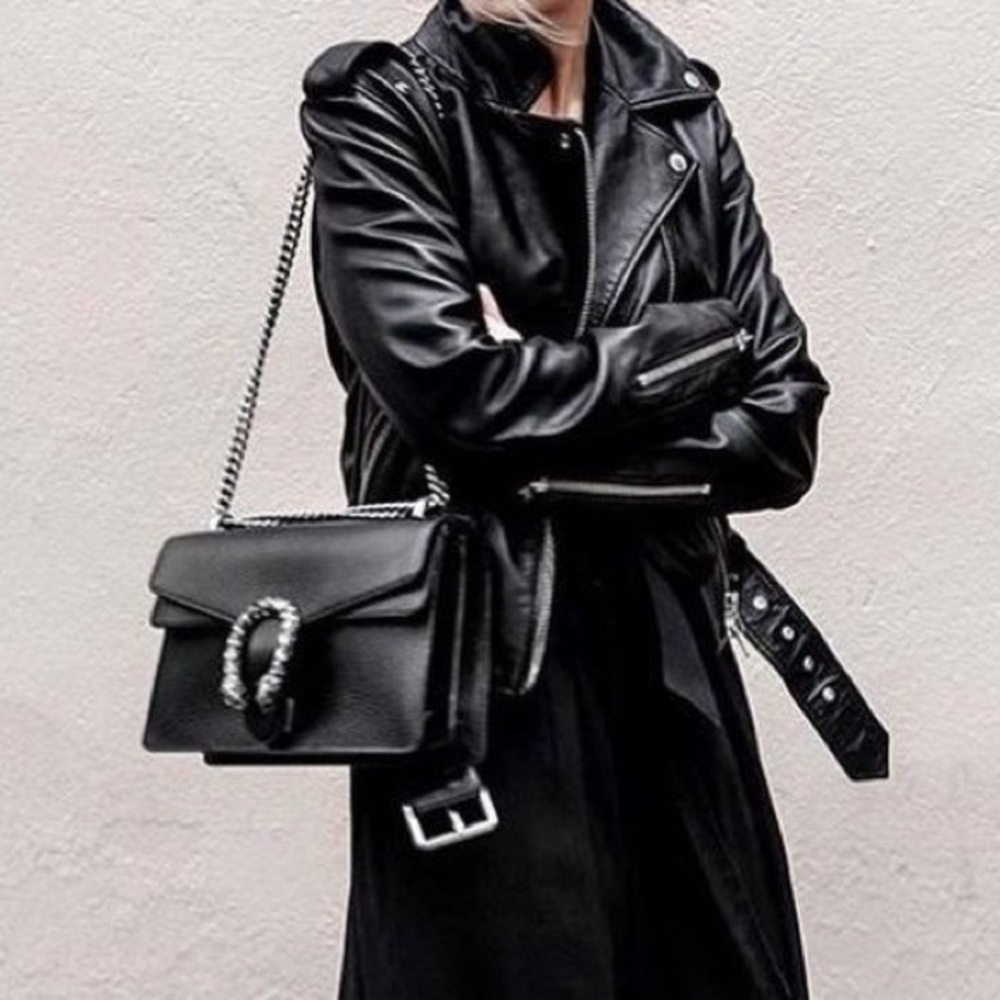 black leather moto jacket vegan biker motorcycle - Picture 1 of 4